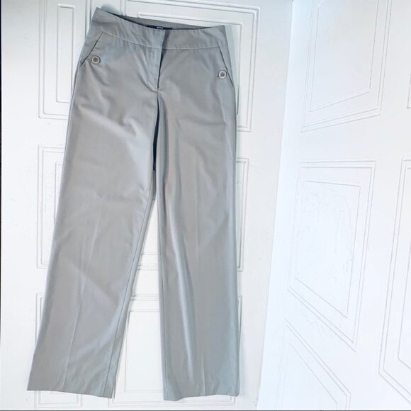 TRISTAN GREY TROUSERS  NEUTRAL STRAIGHT LEG PANTS WOMEN SIZE 2 - Picture 2 of 7